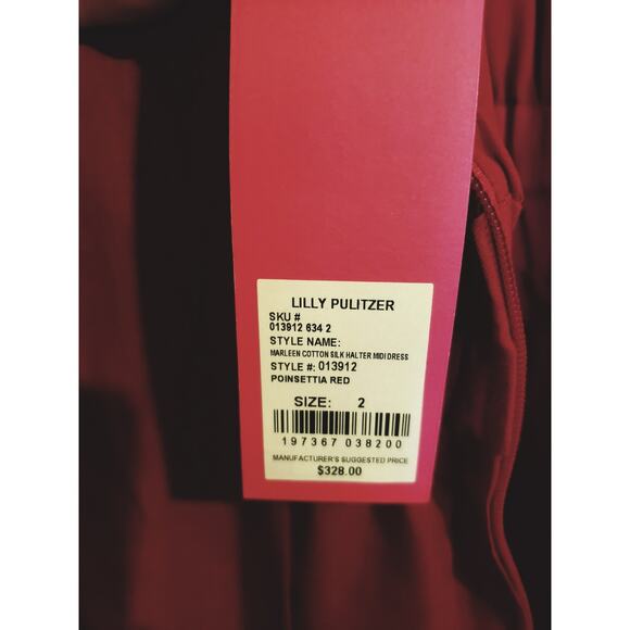 Lilly Pulitzer Marleen Cotton Silk Halter Midi Dress Poinsettia Red Nwt Size 2 - Picture 13 of 16